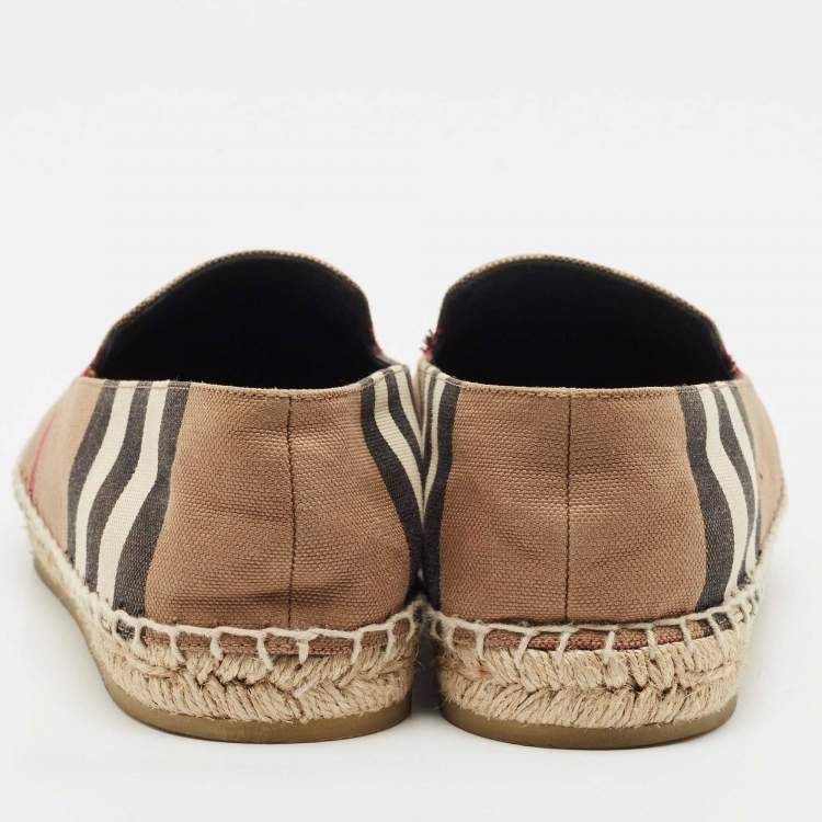 Pre Owned Burberry Brown/Beige House Check Canvas Espadrille Flats Size 37