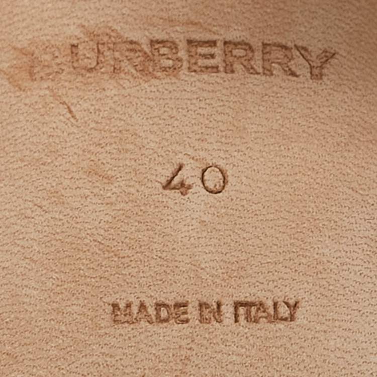 Pre Owned Burberry Brown Textured Leather Ankle Strap Pumps Size 40