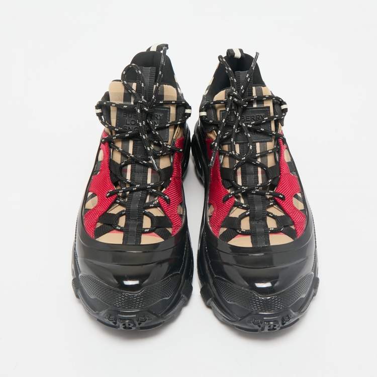 Pre Owned Burberry Multicolor Canvas and Fabric Arthur Low Top Sneakers Size 39.5