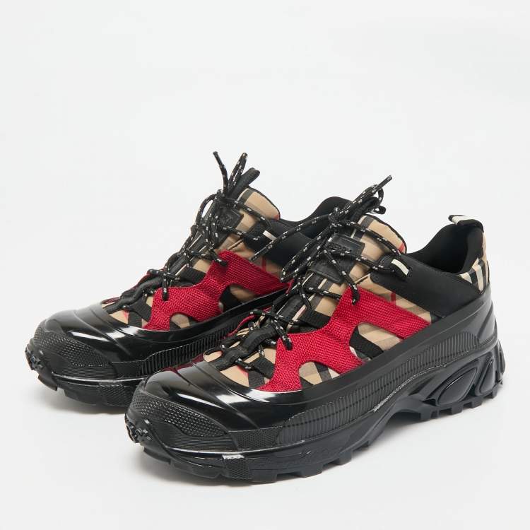 Pre Owned Burberry Multicolor Canvas and Fabric Arthur Low Top Sneakers Size 39.5