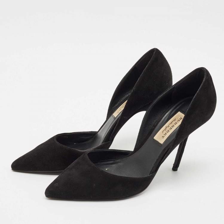Pre Owned Burberry Black Suede Vernoff D'orsay Pumps Size 37.5