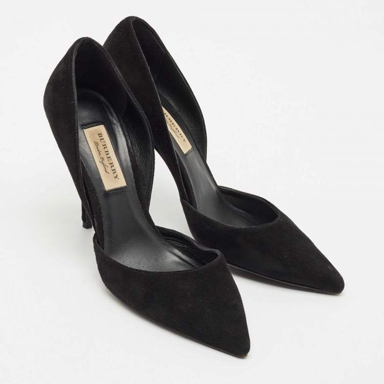 Pre Owned Burberry Black Suede Vernoff D'orsay Pumps Size 37.5
