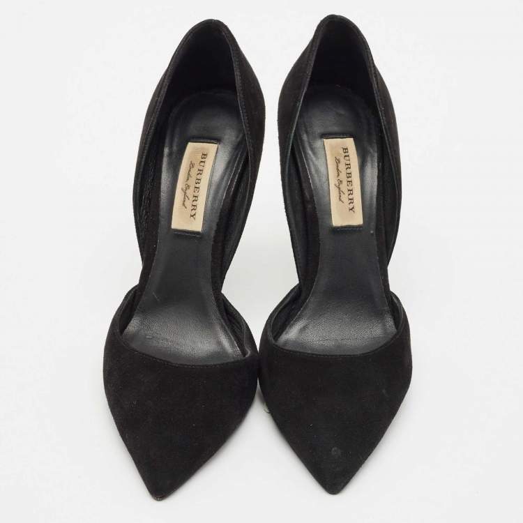 Pre Owned Burberry Black Suede Vernoff D'orsay Pumps Size 37.5
