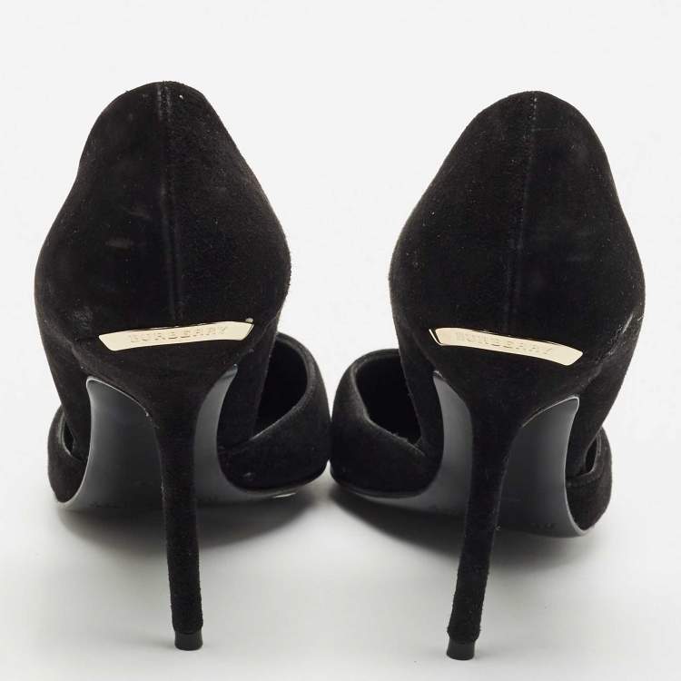 Pre Owned Burberry Black Suede Vernoff D'orsay Pumps Size 37.5
