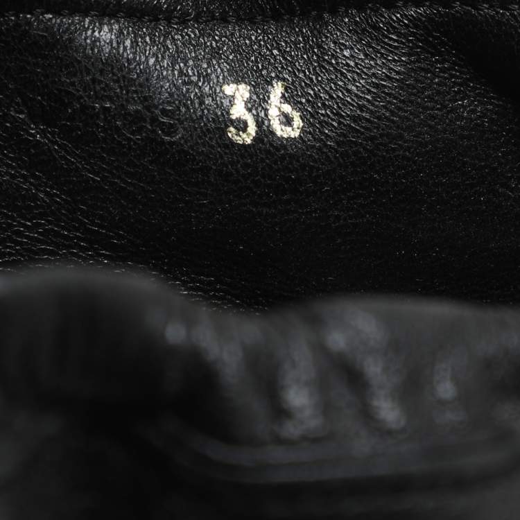 Pre Owned Burberry Black Leather Scrunch Ballet Flats Size 36