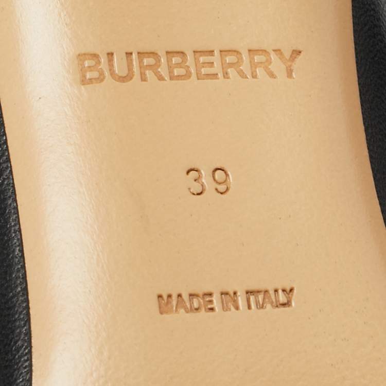 Pre Owned Burberry Black Leather Baby Pumps Size 39
