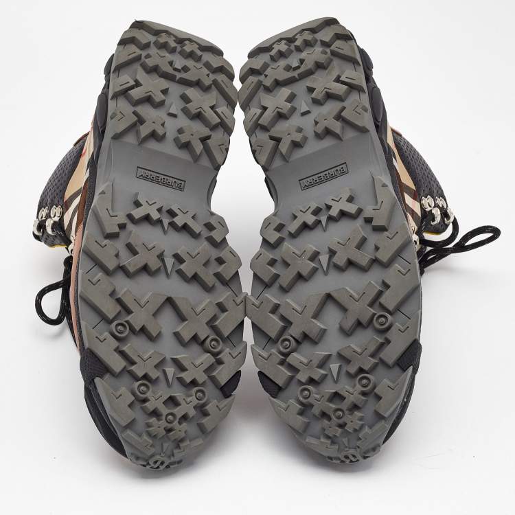Pre Owned Burberry Multicolor Leather and Suede Tor Hiking Boots Size 39