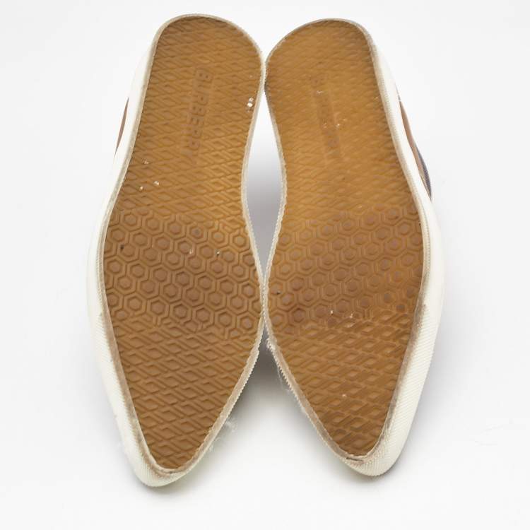 Pre Owned Burberry Brown House Check Canvas Pointed Toe Low Top Sneakers Size 39