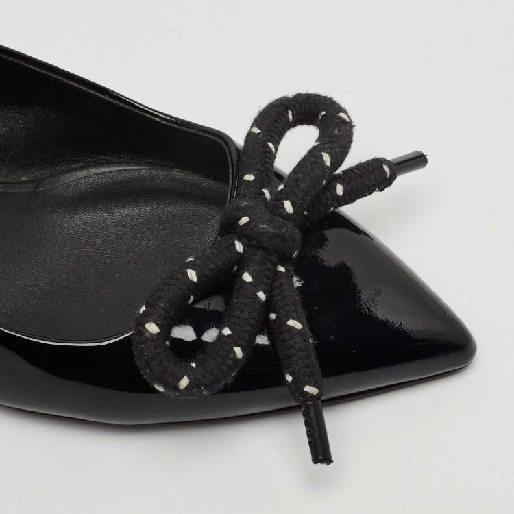 Pre Owned Burberry Black Patent Leather Bow Detail Pointed Toe Slingback Pumps Size 41