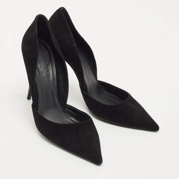 Pre Owned Burberry Black Suede Virna Pointed Toe D'Orsay Pumps Size 38
