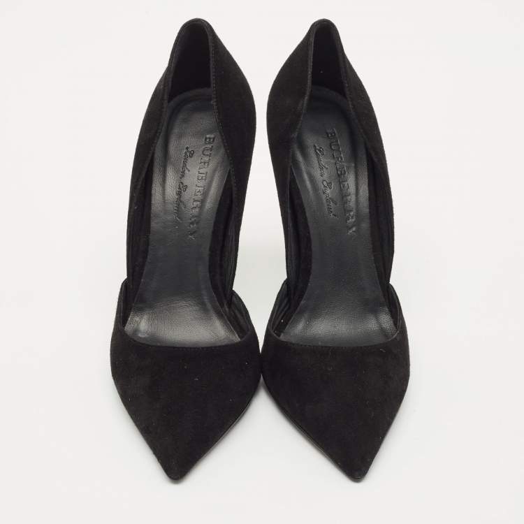 Pre Owned Burberry Black Suede Virna Pointed Toe D'Orsay Pumps Size 38