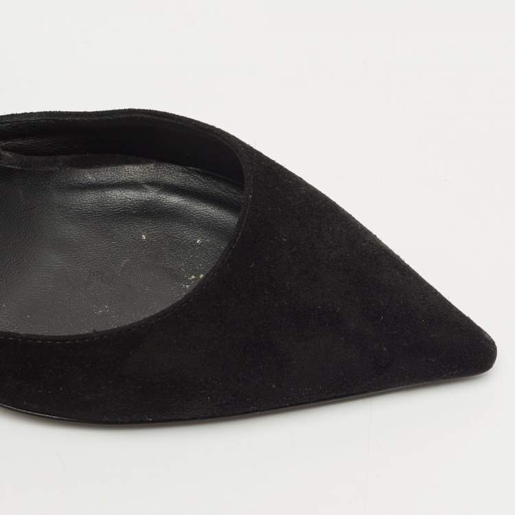 Pre Owned Burberry Black Suede Virna Pointed Toe D'Orsay Pumps Size 38