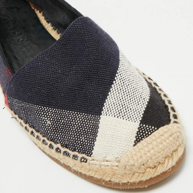 Pre Owned Burberry Multicolor House Check Canvas Espadrille Flats Size 37.5