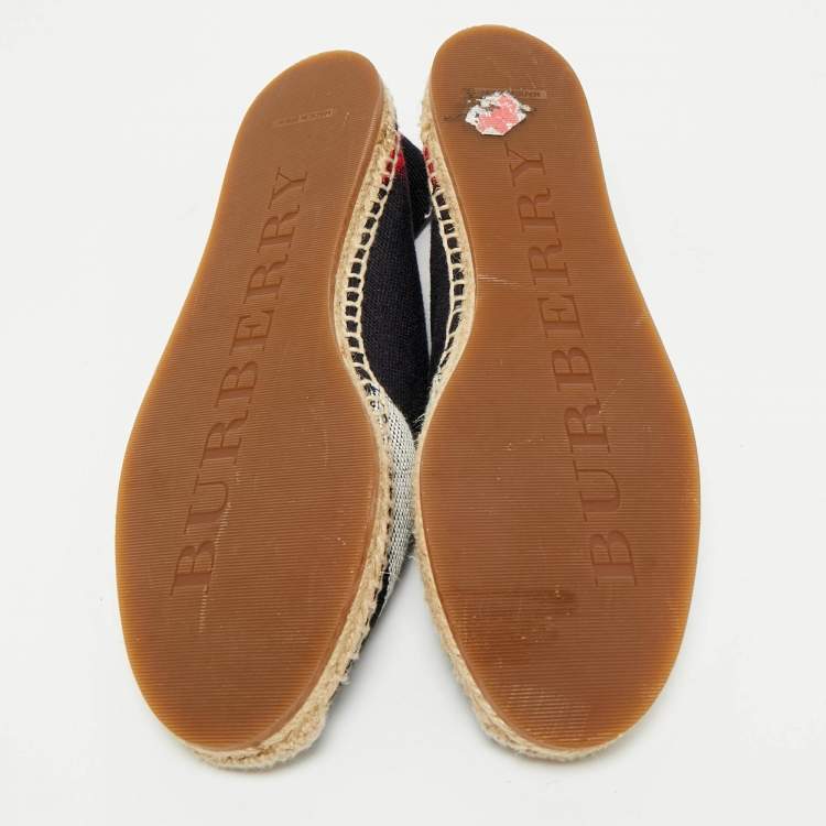 Pre Owned Burberry Multicolor House Check Canvas Espadrille Flats Size 37.5