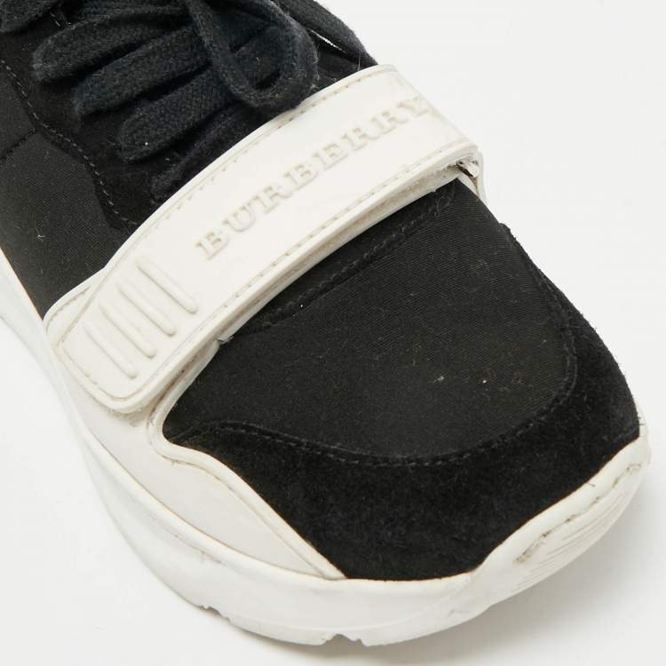 Pre Owned Burberry Black Suede and Rubber Ramsey Low Top Sneakers Size 37.5
