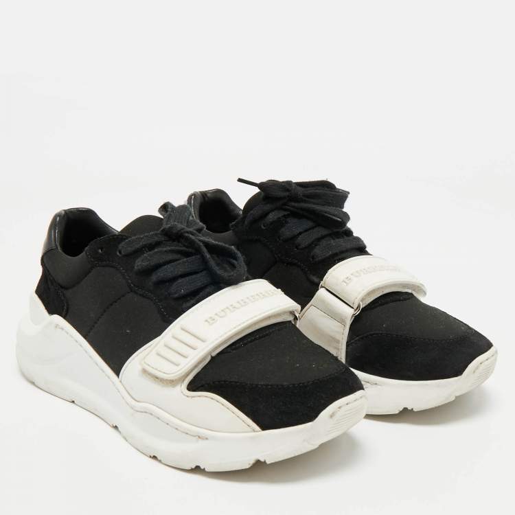 Pre Owned Burberry Black Suede and Rubber Ramsey Low Top Sneakers Size 37.5