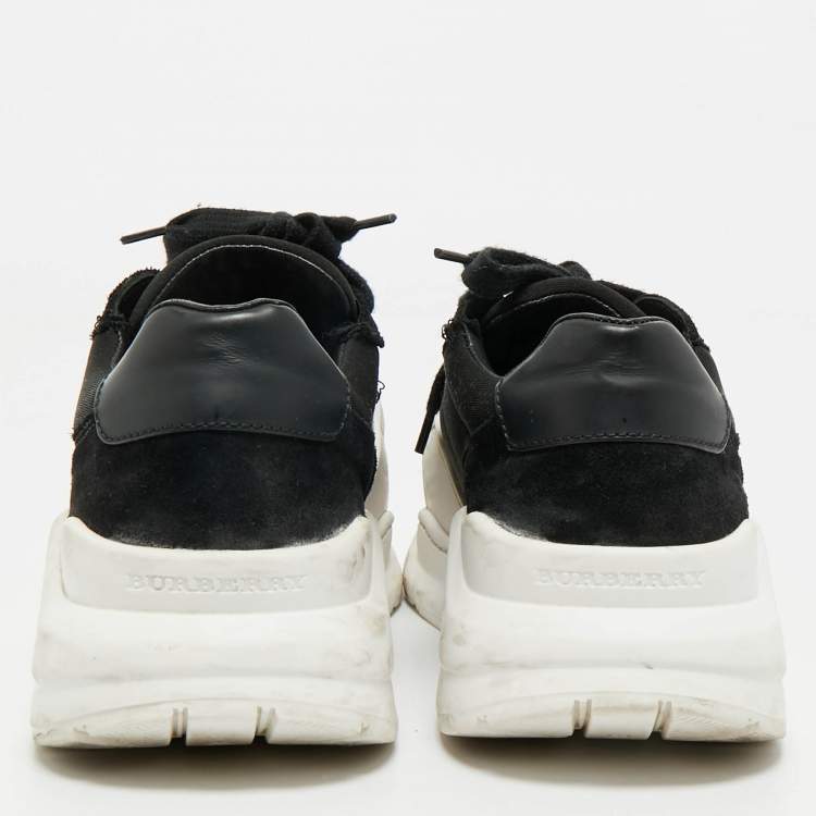 Pre Owned Burberry Black Suede and Rubber Ramsey Low Top Sneakers Size 37.5