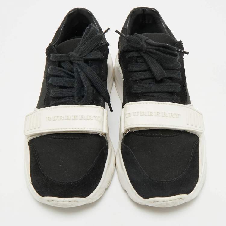 Pre Owned Burberry Black Suede and Rubber Ramsey Low Top Sneakers Size 37.5