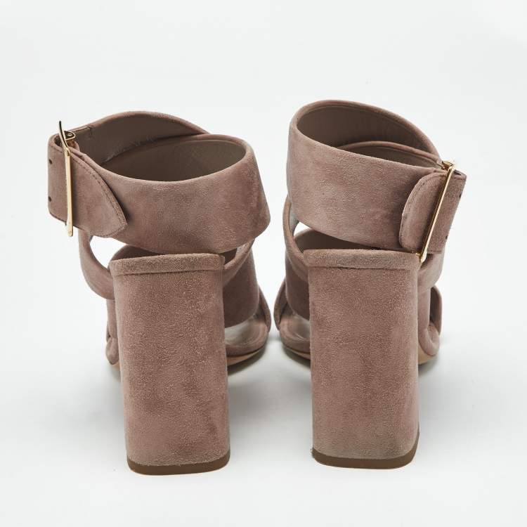 Pre Owned Burberry Pink Suede Trench Buckle Blaine Sandals Size 39