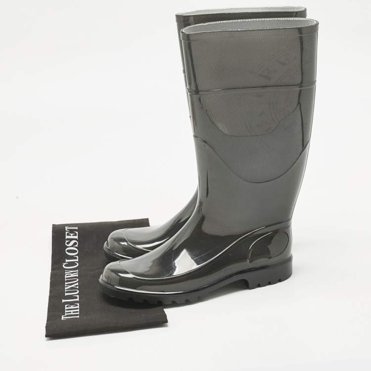 Pre Owned Burberry Green Rubber Marsh Rain Boots Size 37