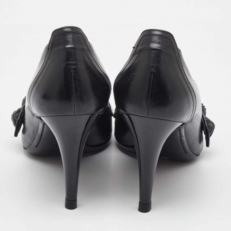 Pre Owned Burberry Black Leather Embellished Mary Jane Pumps Size 38