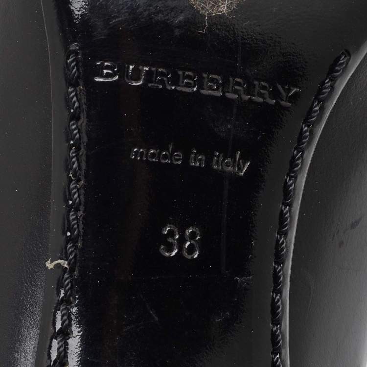 Pre Owned Burberry Black Leather Embellished Mary Jane Pumps Size 38