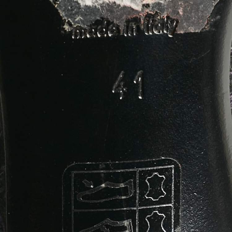 Pre Owned Burberry Black/Purple Leather Fringe Slip On Pumps Size 41