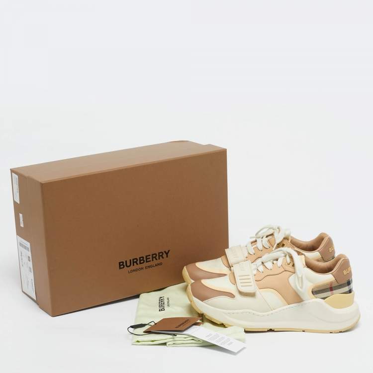 Pre Owned Burberry Multicolor Canvas and Leather Ramsey Sneakers Size 38