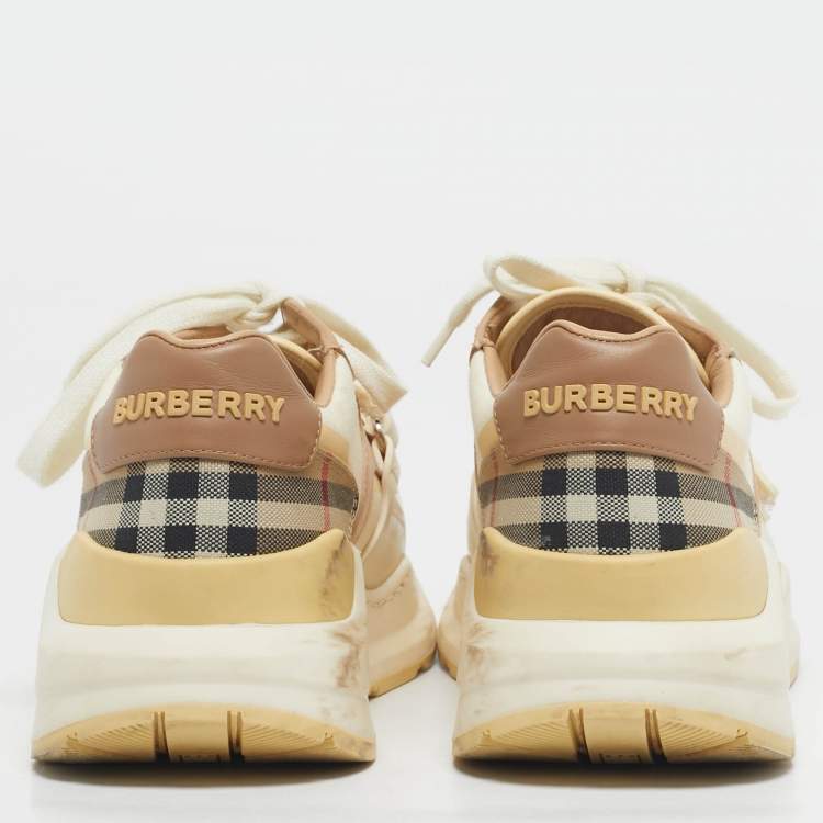 Pre Owned Burberry Multicolor Canvas and Leather Ramsey Sneakers Size 38