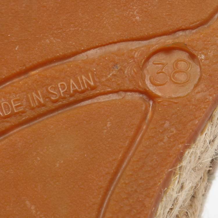 Pre Owned Burberry Beige Canvas Nova Check Wedge Ankle Strap Espadrilles Size 38