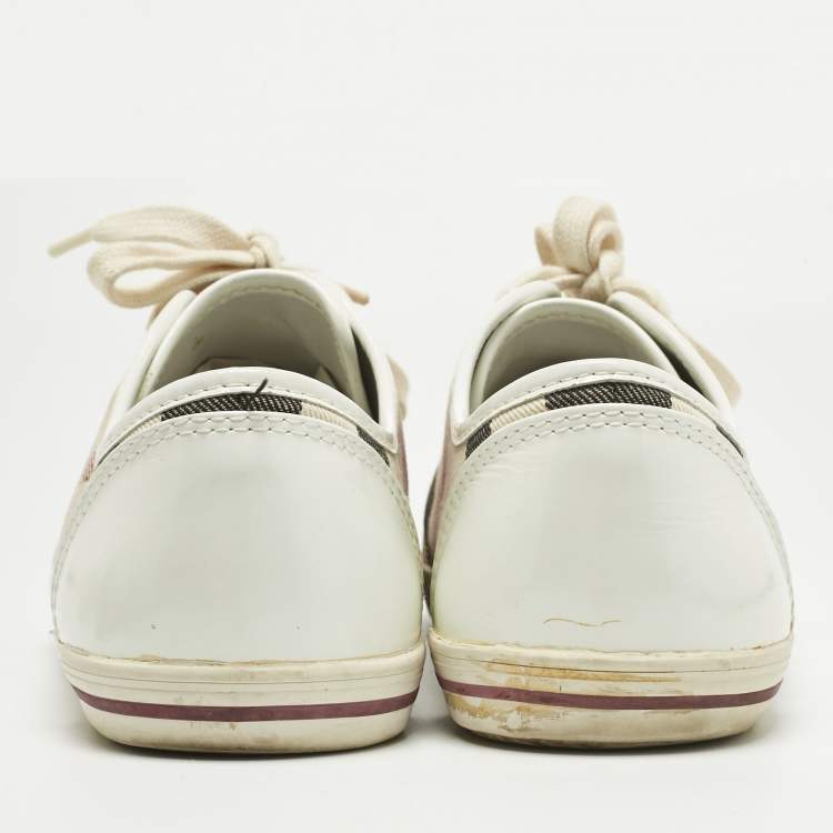 Pre Owned Burberry Multicolor Canvas and Leather Nova Check Lace Up Sneakers Size 40