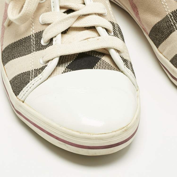 Pre Owned Burberry Multicolor Canvas and Leather Nova Check Lace Up Sneakers Size 40