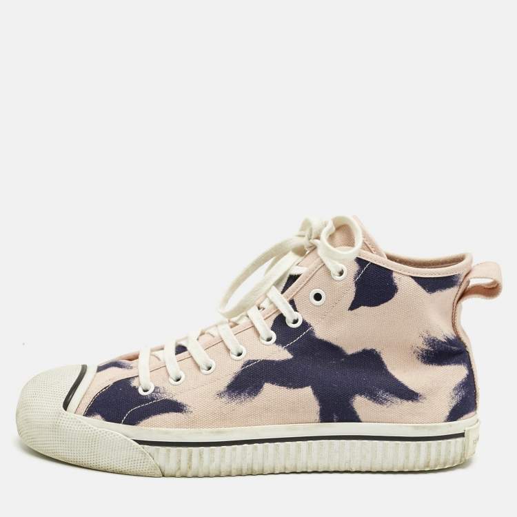 Pre Owned Burberry Pink Painted Bird Canvas Birdskingly High Top Sneakers Size 42