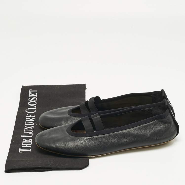 Pre Owned Burberry Black Leather Grace Ballet Flats Size 39