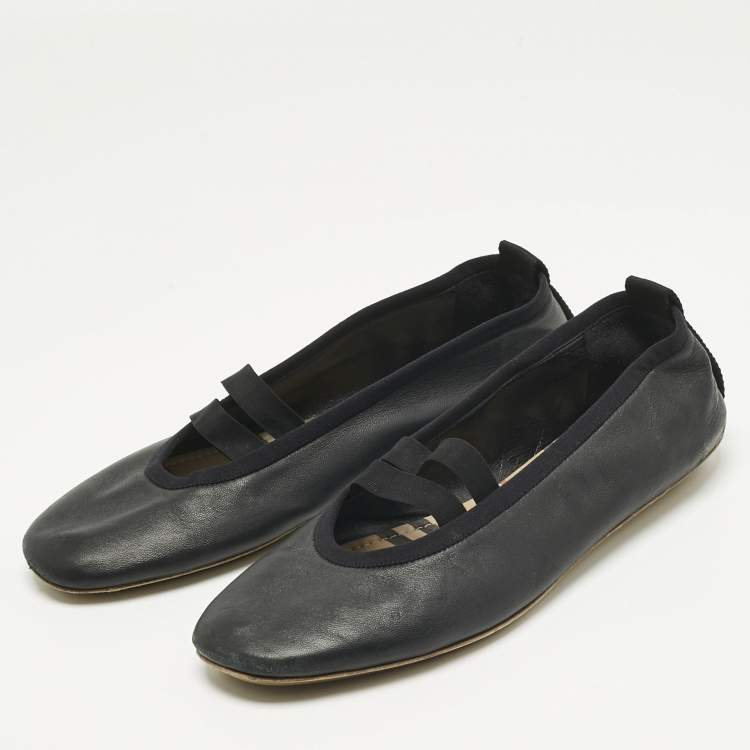 Pre Owned Burberry Black Leather Grace Ballet Flats Size 39