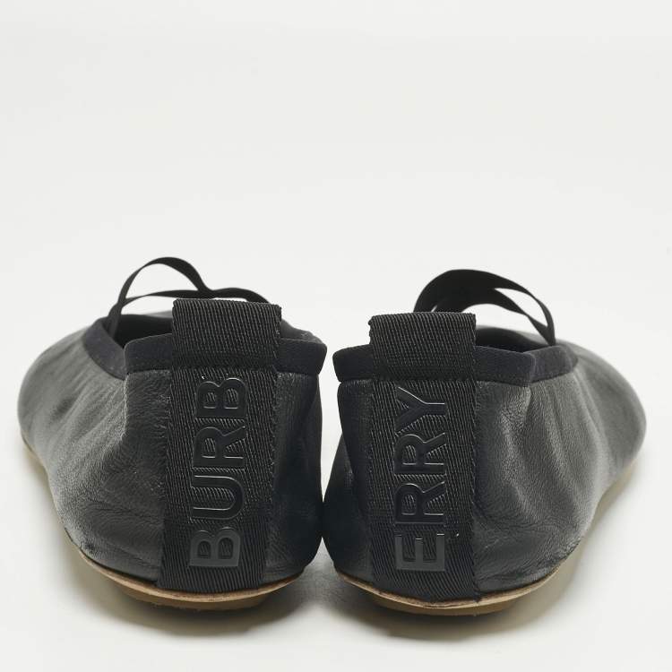 Pre Owned Burberry Black Leather Grace Ballet Flats Size 39