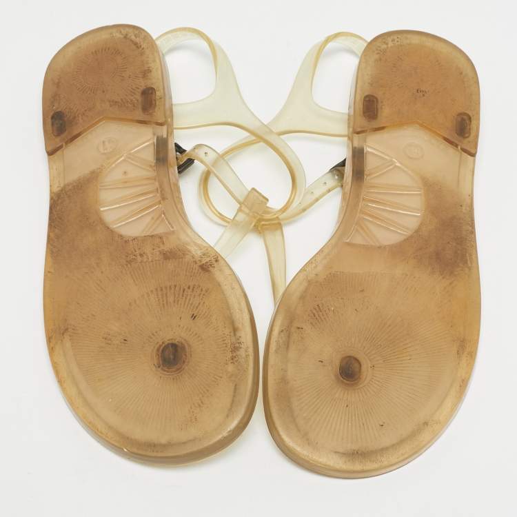 Pre Owned Burberry Transparent Jelly Thong Flats Size 41