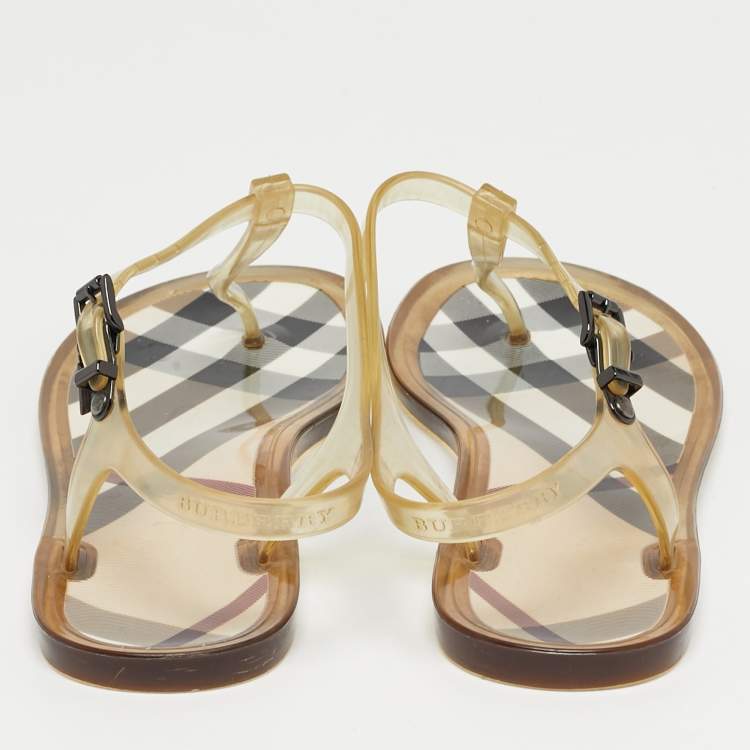 Pre Owned Burberry Transparent Jelly Thong Flats Size 41