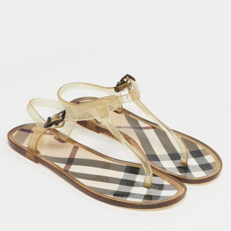 Pre Owned Burberry Transparent Jelly Thong Flats Size 41