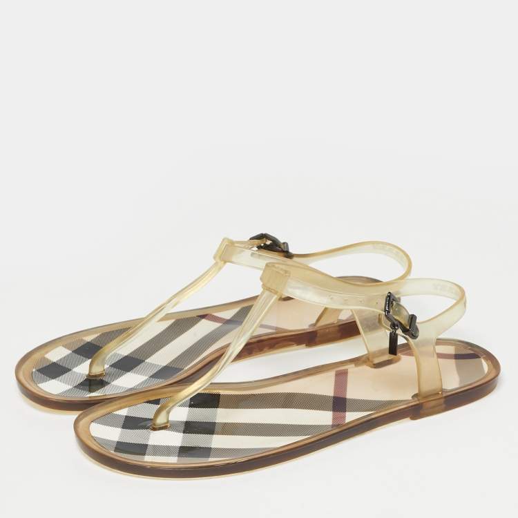 Pre Owned Burberry Transparent Jelly Thong Flats Size 41
