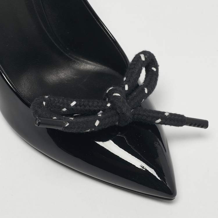 Pre Owned Burberry Black Patent Leather Finsbury Bow Pumps Size 40