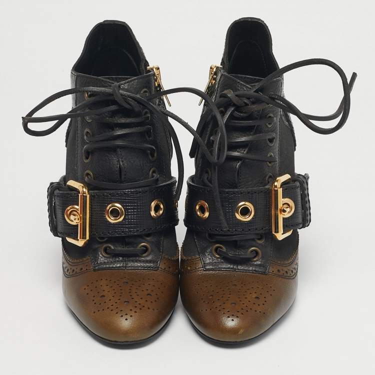 Pre Owned Burberry Multicolor Snakeskin and Leather Westmarsh Ankle Boots Size 36