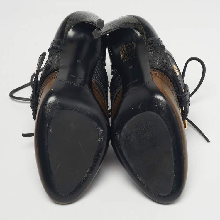 Pre Owned Burberry Multicolor Snakeskin and Leather Westmarsh Ankle Boots Size 36