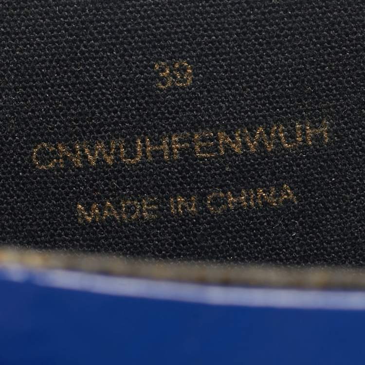 Pre Owned Burberry Beige/Blue House Check Canvas and Blue Rubber Rain Boots Size 39