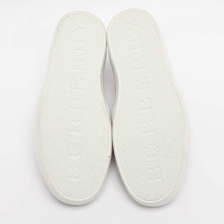 Pre Owned Burberry Beige/Black Canvas And Leather Gauden Slip On Sneakers 35