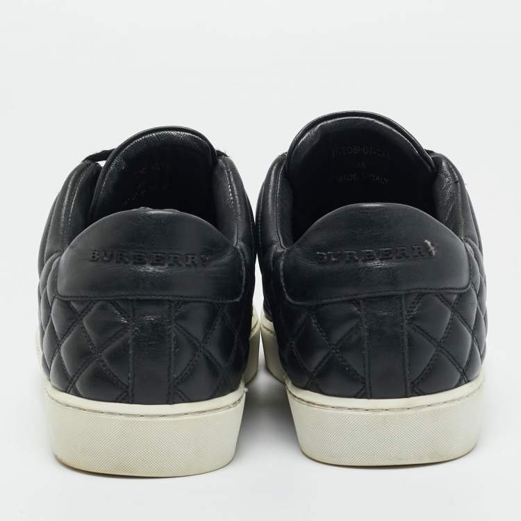Pre Owned Burberry Black Quilted Leather Westford Lace-Up Sneakers Size 38