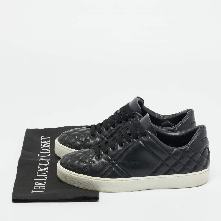 Pre Owned Burberry Black Quilted Leather Westford Lace-Up Sneakers Size 38
