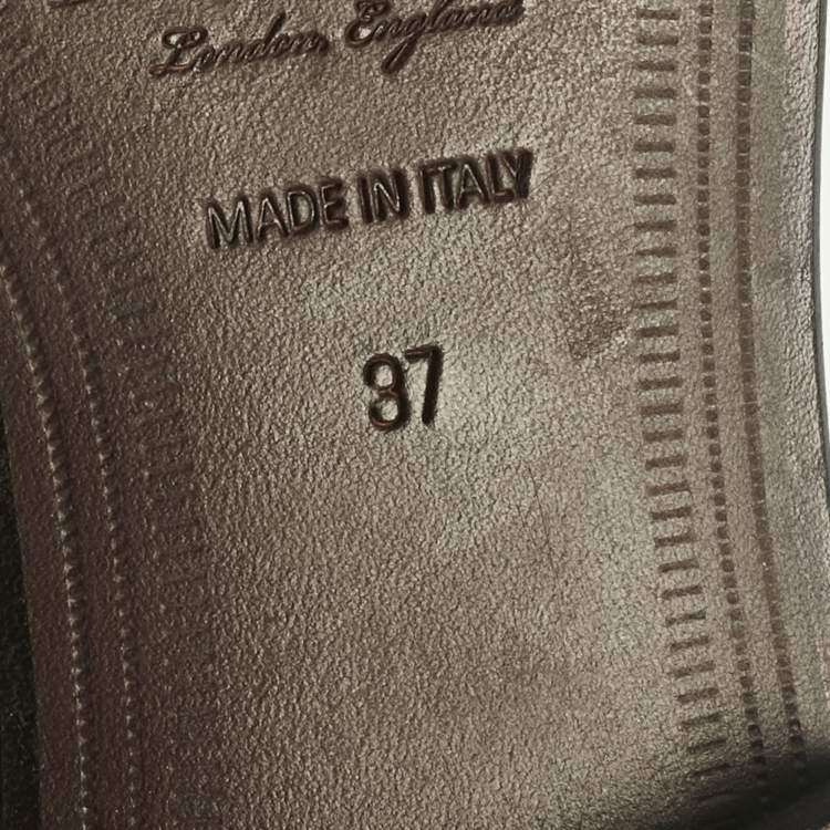 Pre Owned Burberry Beige/Black Nova Check Canvas and Leather Moorley Chain Loafers Size 37