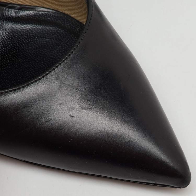 Pre Owned Burberry Black Leather Pointed Toe Pumps Size 40