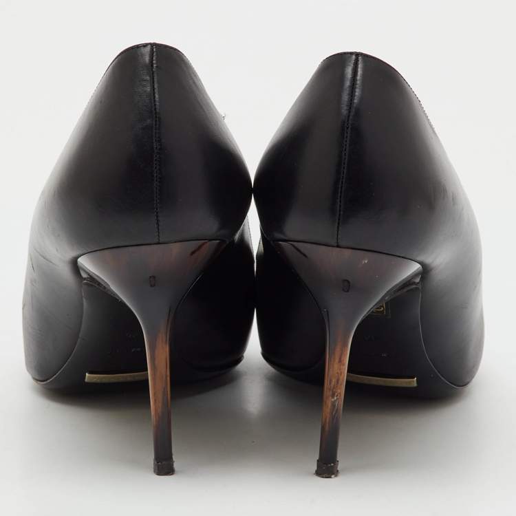 Pre Owned Burberry Black Leather Pointed Toe Pumps Size 40